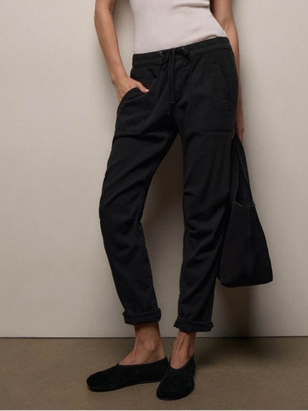 James Perse Soft Drape Utility Pant Black Cotton Blend Sz 1 Small WKL1730